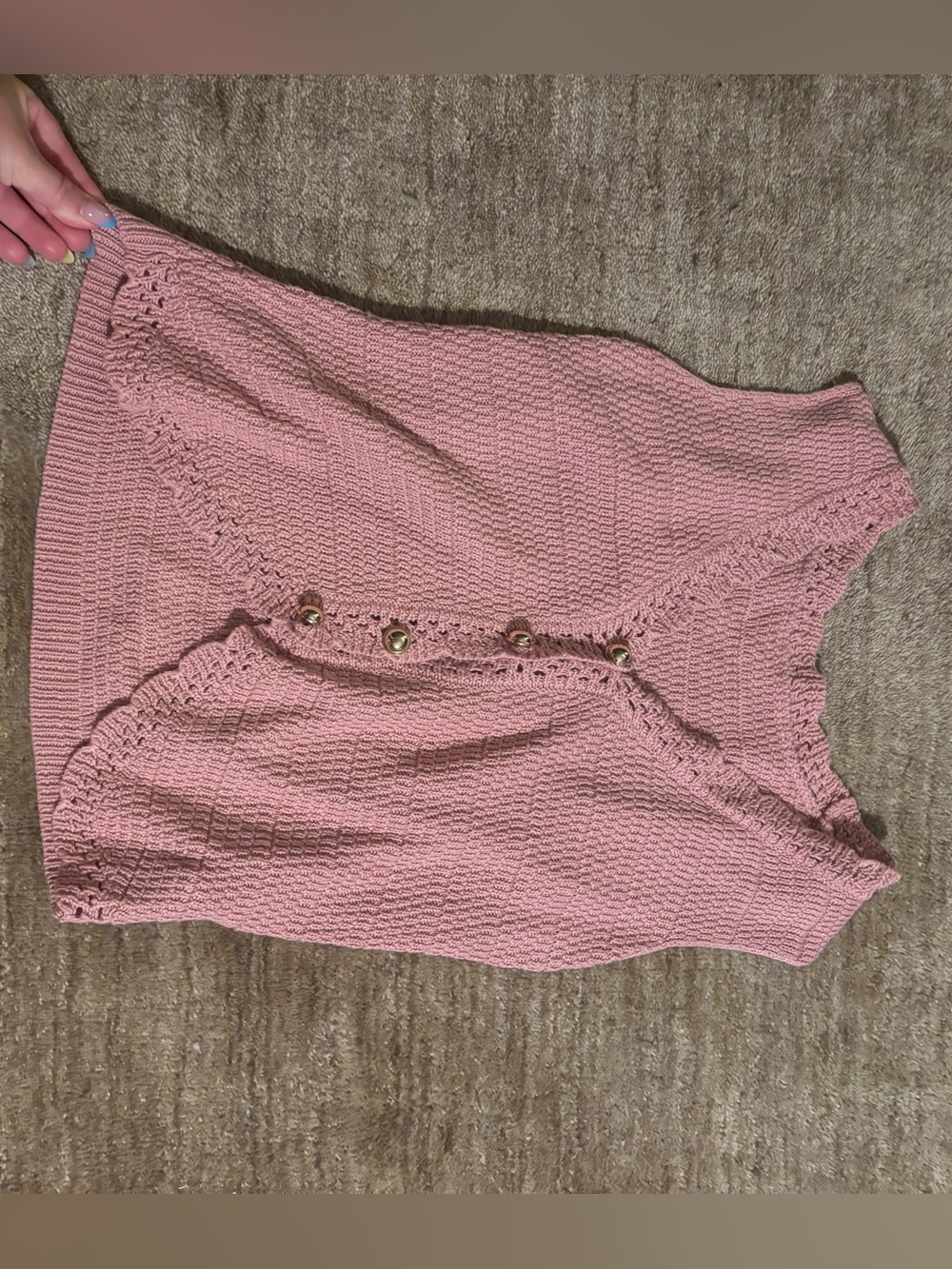 Rose Pink Knit Button-Front Camisole
